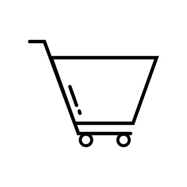 Alışveriş Lineal Simgesi Sembol Vektörü. Siyah Taslak Alışveriş Simgesi