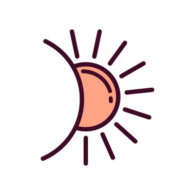 Güneş Simgesi Vektör İllüstrasyonu. Güneş Lineal Renk Simgesi