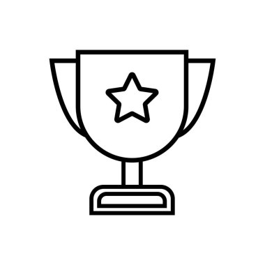 Ganimet Lineal Simge Vektörü. Siyah Taslak Kupa Simgesi