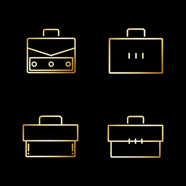 Golden Briefcase Icon Vector Illustration — Stock Vector