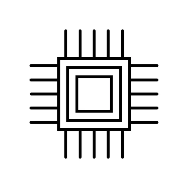 Chip Lineal Ikonsymbol Vector Svart Kontur Chip Ikon — Stock vektor