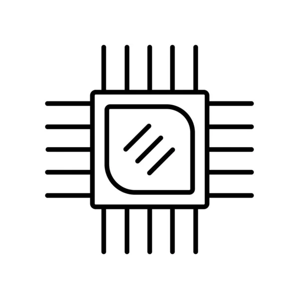 Chip Lineal Ikon Szimbolikus Vektor Fekete Körvonal Chip Ikon — Stock Vector