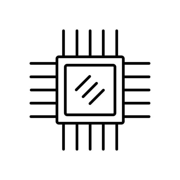 Chip Lineal Ícono Símbolo Vector Esquema Negro Chip Icono — Archivo Imágenes Vectoriales