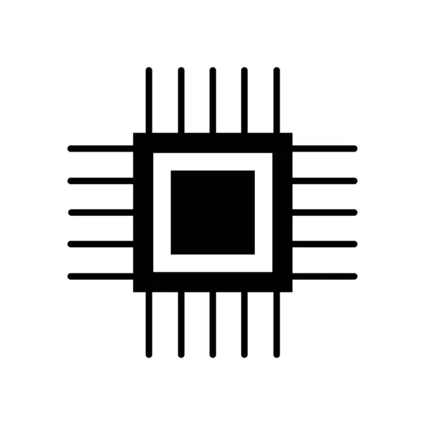 Chip Fill Icon Symbol Vector Black Glyph Chip Icon — Stock Vector