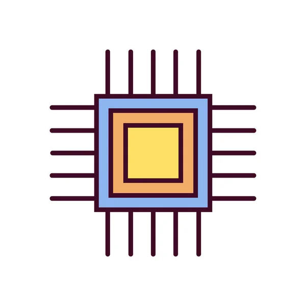 Εικονογράφηση Chip Icon Vector Εικονίδιο Χρωμάτων Γραμμής Τσιπ — Διανυσματικό Αρχείο