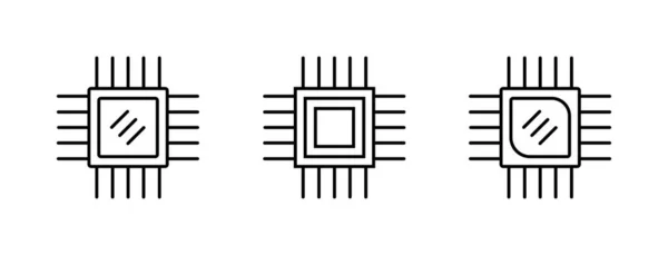 Chip Lineal Ícono Símbolo Vector Esquema Negro Chip Icono — Archivo Imágenes Vectoriales