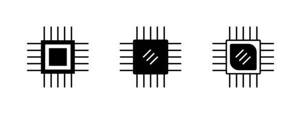 Chip Fill Icon Symbol Vector Black Glyph Chip Icon — Stockvektor