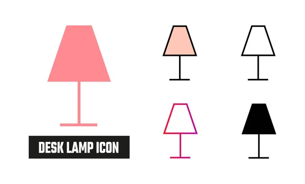 Lampe Bureau Icône Set Vectoriel Illustration — Image vectorielle