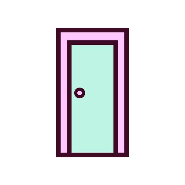 Icono Puerta Vector Illustration Icono Color Lineal Puerta — Archivo Imágenes Vectoriales