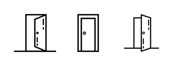 Vektor Symbolu Lineární Ikony Dveří Ikona Černých Dveří Osnovy — Stockový vektor