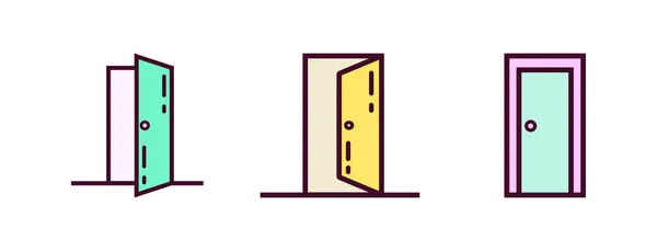 Door Icon Vector Illustration Door Lineal Color Icon — Stock Vector
