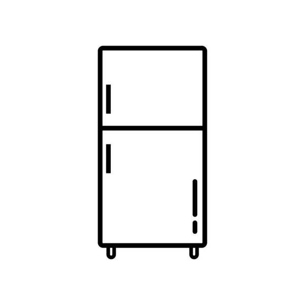 Fridge Lineal Icon Symbool Vector Zwarte Omtrek Koelkast Ikoon — Stockvector