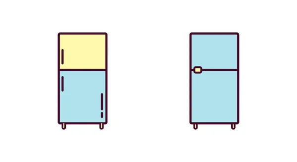 Illustration Vectorielle Icône Réfrigérateur Icône Couleur Ligne Réfrigérateur — Image vectorielle