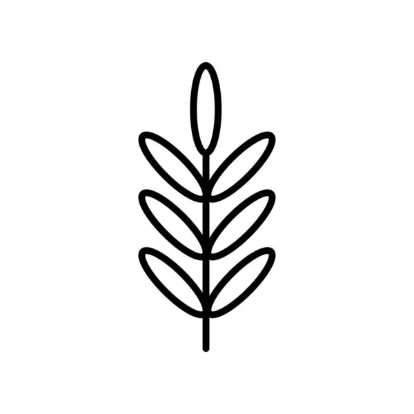 Символический Вектор Линейной Иконы Черный Контур Leaf Icon — стоковый вектор