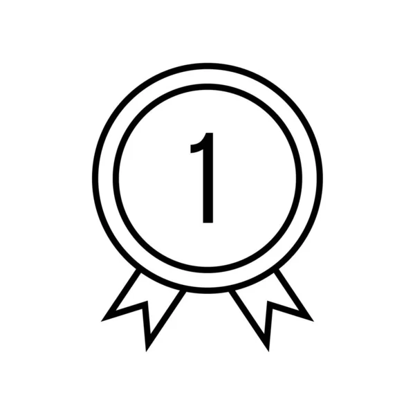 Icône Médaillée Icône Vecteur Symbole Icône Médaille Contour Noir — Image vectorielle