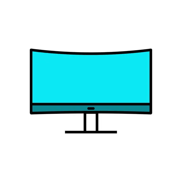 Монітор Піктограми Екрана Векторні Ілюстрації Монітор Піктограми Лінійного Кольору Екрана — стоковий вектор