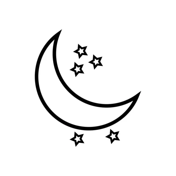 Moon Lineal Icon Symbol Vektor Schwarze Umrisse Mond Ikone — Stockvektor