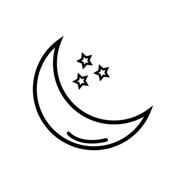 Moon Lineal Icon Symbol Vector Black Outline Moon Icon — Stock Vector
