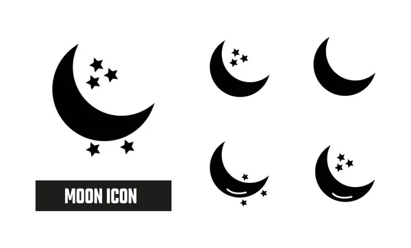 Moon Fill Icon Symbol Vektor Black Glyph Moon Ikone — Stockvektor