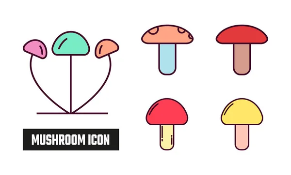 Mushroom Icon Vector Illustration Inglés Hongos Lineal Color Icono — Vector de stock