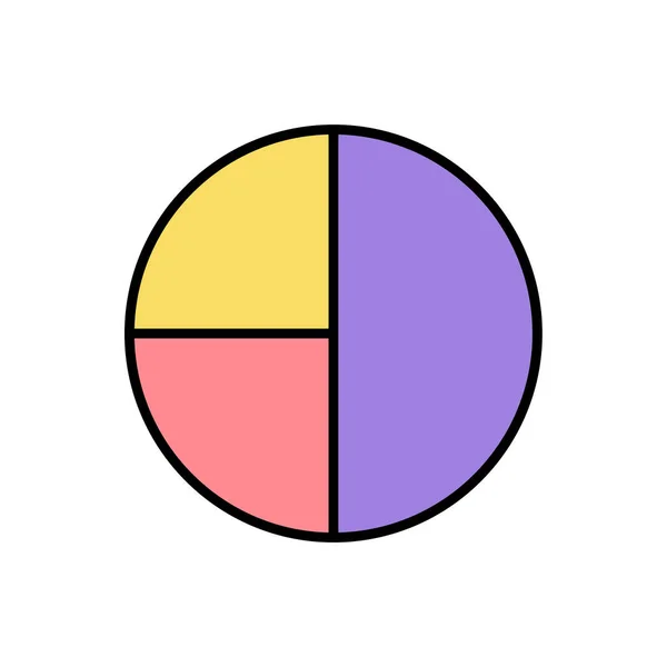 Ilustracja Wektora Wykresu Ciasta Wykres Pie Lineal Kolor Ikona — Wektor stockowy