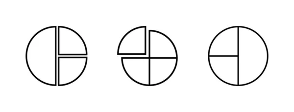 Pie Chart Liniowy Wektor Symbolu Ikony Czarny Zarys Pie Chart — Wektor stockowy