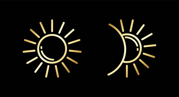Altın Güneş Simgesi Vektör Llüstrasyonu — Stok Vektör