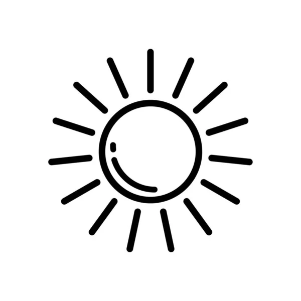 Güneş Lineal Simgesi Sembol Vektörü Siyah Taslak Güneş Simgesi — Stok Vektör