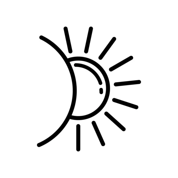 Sol Lineal Ícono Símbolo Vector Esquema Negro Sun Icon — Vector de stock