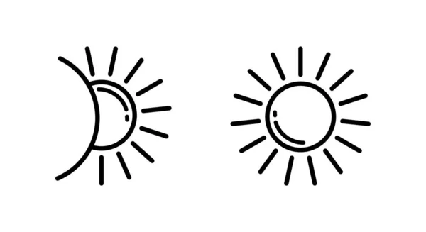 Символический Вектор Солнечной Линии Чёрный Контур Солнечной Иконы — стоковый вектор