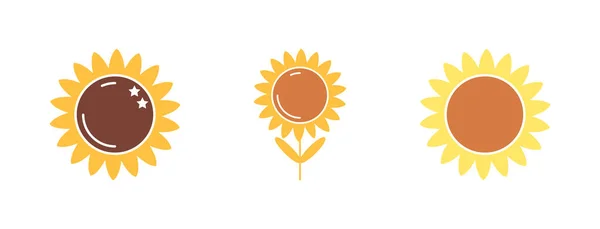 Ilustrasi Simbol Ikon Bunga Matahari Datar - Stok Vektor