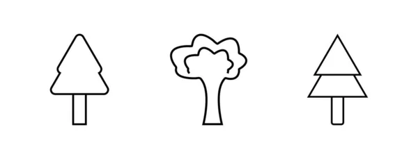 Tree Lineal Icon Symbool Vector Zwarte Randboom Ikoon — Stockvector