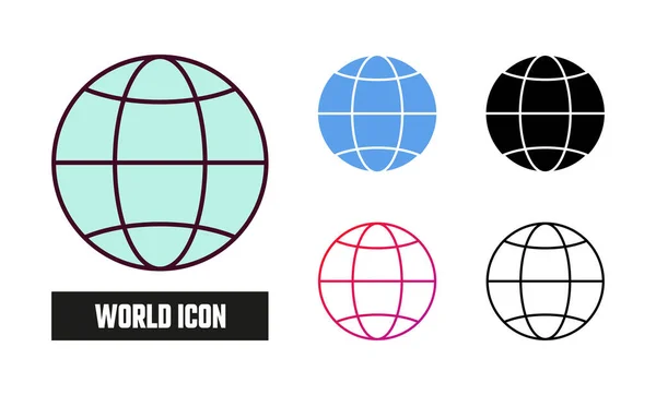 World Icon Set Ilustração Vetorial — Vetor de Stock