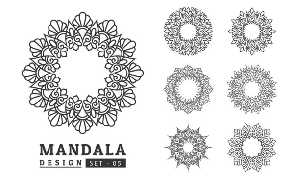 stock vector Black and white flower mandala designs set