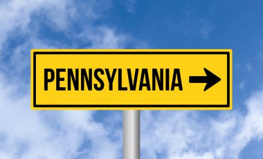 Mavi gökyüzü arka planında Pennsylvania yol tabelası