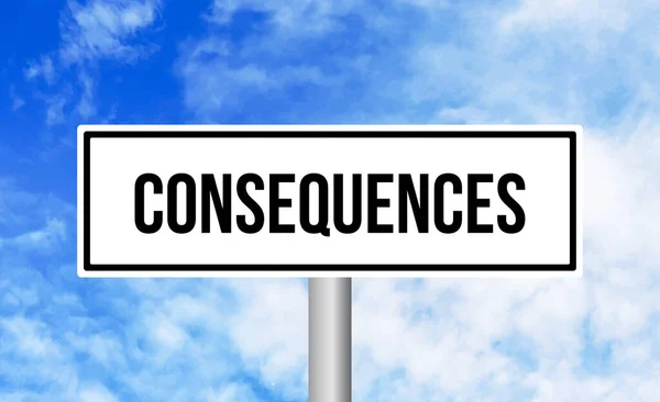 stock image Consequences road sign on blue sky background