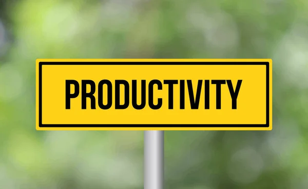 stock image Productivity road sign on blur background