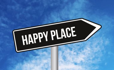 Bulutlu arka planda mutlu yer tabelası