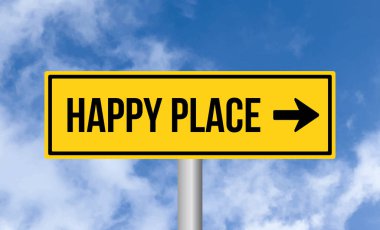 Bulutlu arka planda mutlu yer tabelası