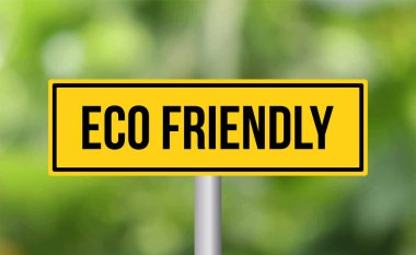 Eco friendly road sign on blur background clipart