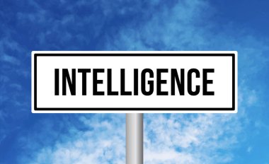 Gökyüzü arka planında istihbarat yol işareti