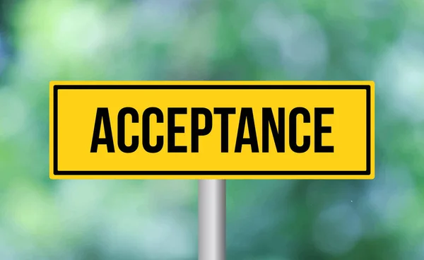 Acceptance Road Sign Blur Background — Stock Photo, Image