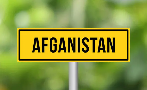 Afganistan Drogowy Znak Rozmytym Tle — Zdjęcie stockowe