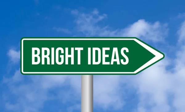 Bright Ideas Road Sign Sky Background — Stock Photo, Image