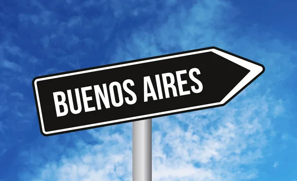 Buenos Aires Silniční Značka Obloze Pozadí — Stock fotografie