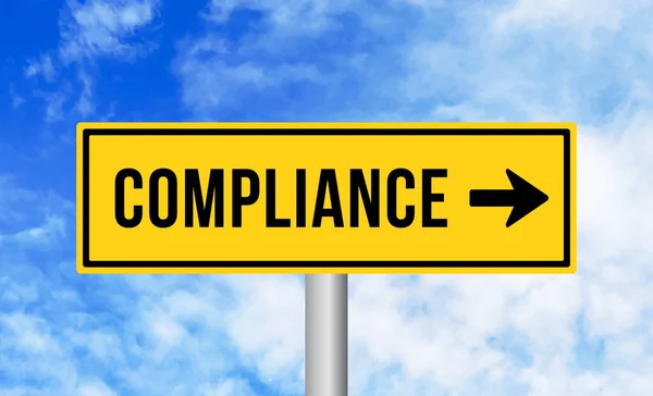 stock image Compliance road sign on sky background