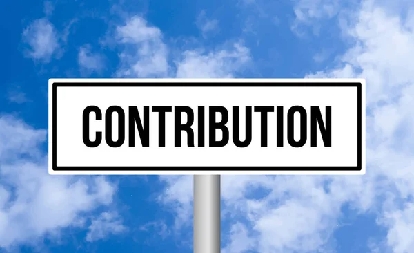Contribution Road Sign Blue Sky Background — Stock Photo, Image