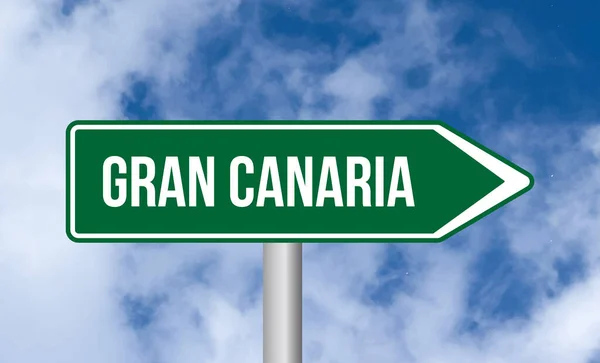 Gran Canaria Οδική Πινακίδα Στο Θολό Φόντο Του Ουρανού — Φωτογραφία Αρχείου