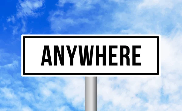 stock image Anywhere road sign on blue sky background