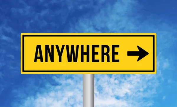 Anywhere Road Sign Blue Sky Background — Stock Photo, Image